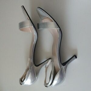 David's Bridal Elegant Silver Heels